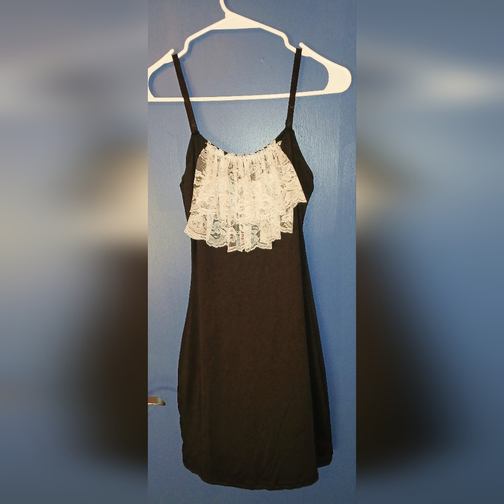 Spirit Halloween Black Dress with White Lace Trim, French Maid Costume, Size Sma
